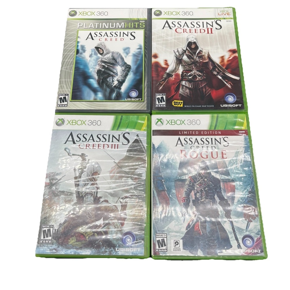 Assassin's Creed I II III Rogue Xbox 360 Lot CIB Platinum Hits Limited Edition